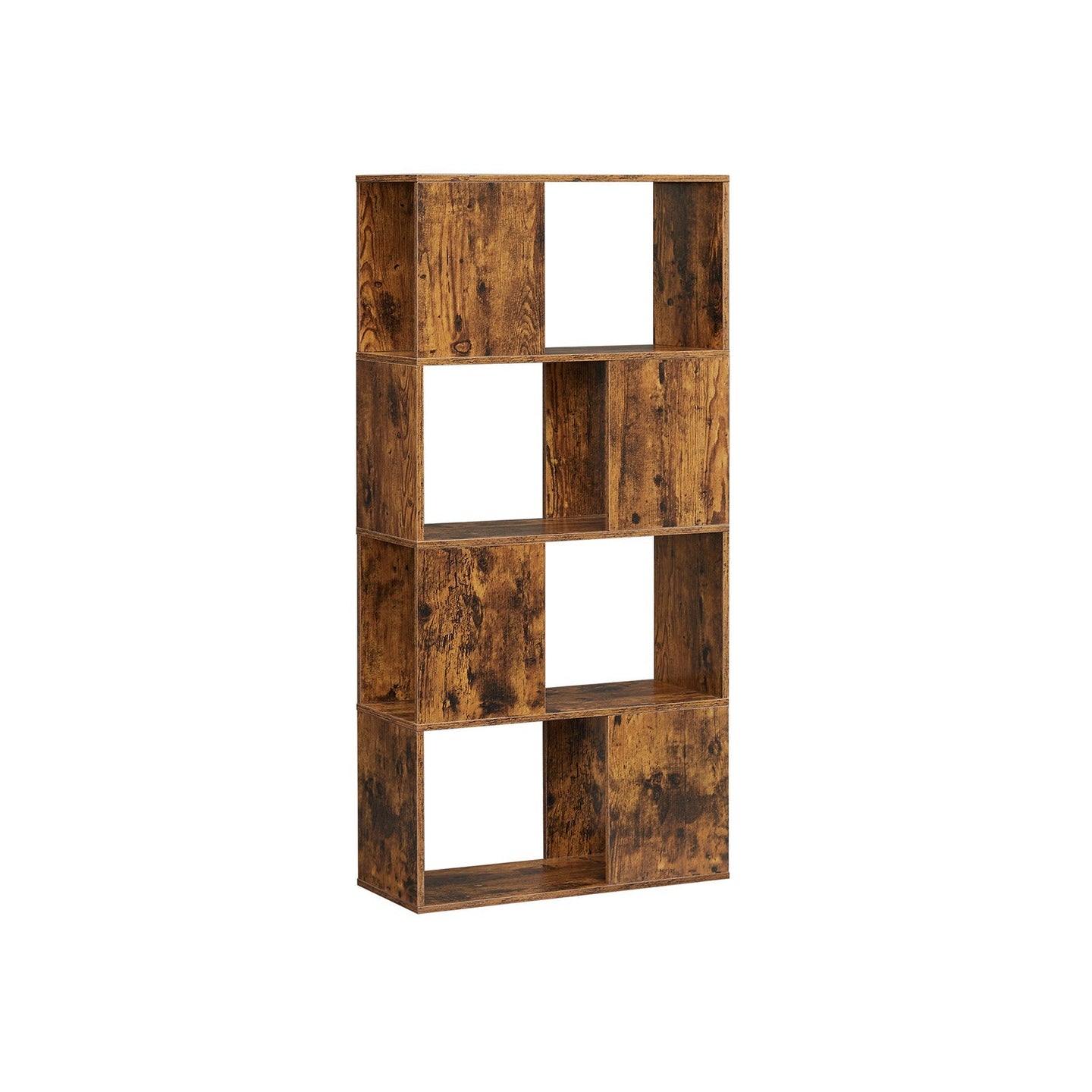 Bookcase - Engineered Wood - Rustic Brown - Open and Closed Storage