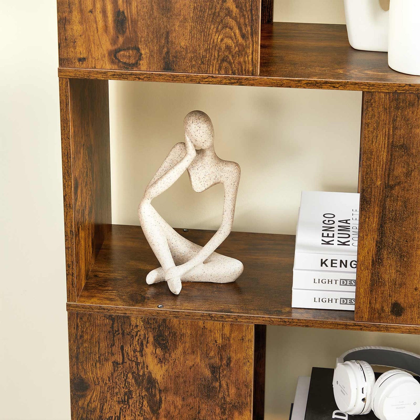Bookcase - Engineered Wood - Rustic Brown - Open and Closed Storage