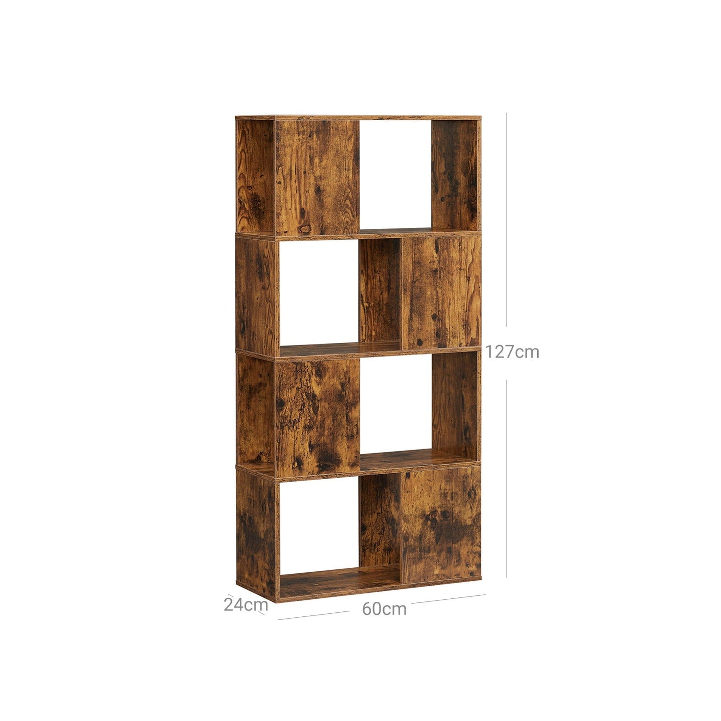 Bookcase - Engineered Wood - Rustic Brown - Open and Closed Storage
