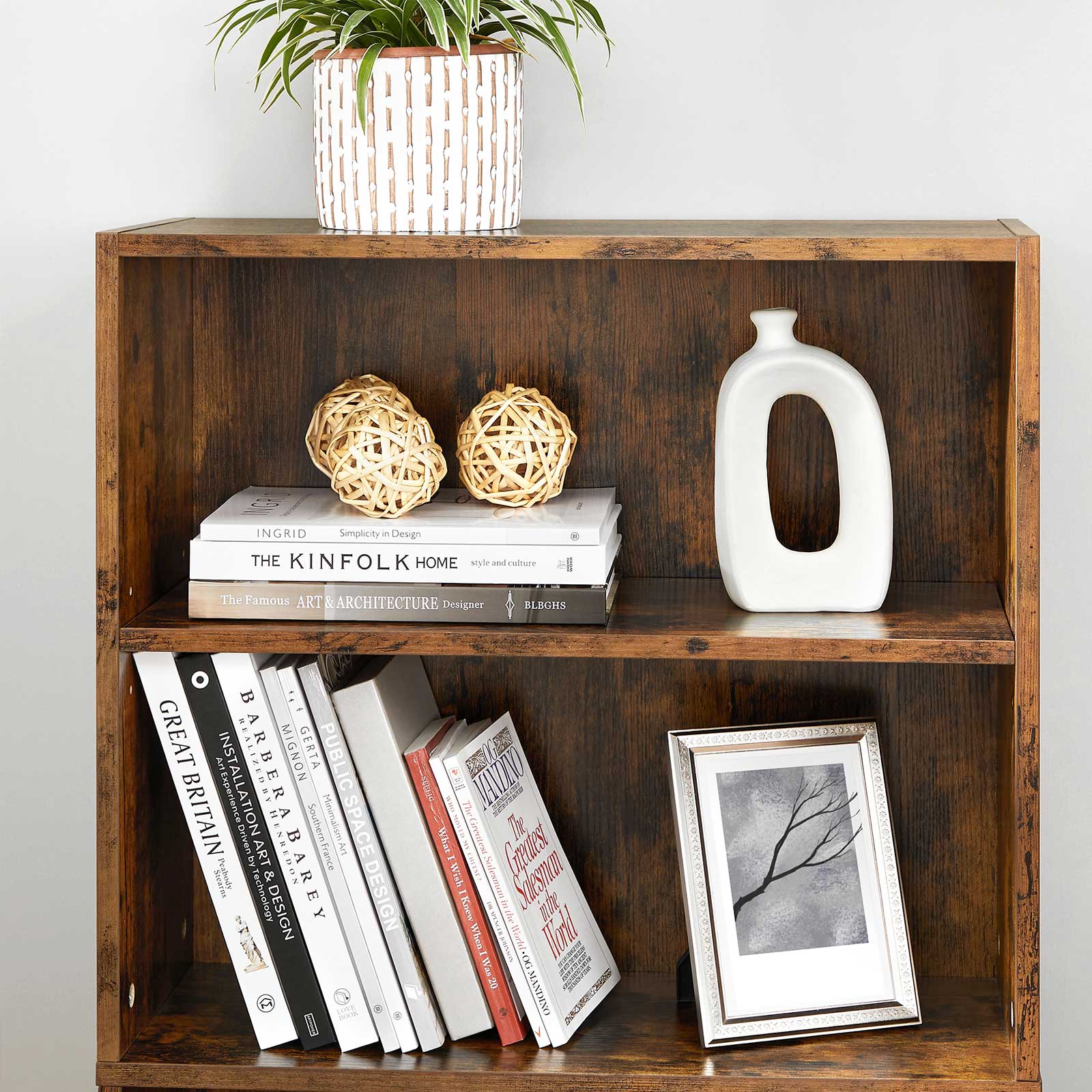 4-Tier Bookcase, Storage Shelving Unit - Rustic Brown