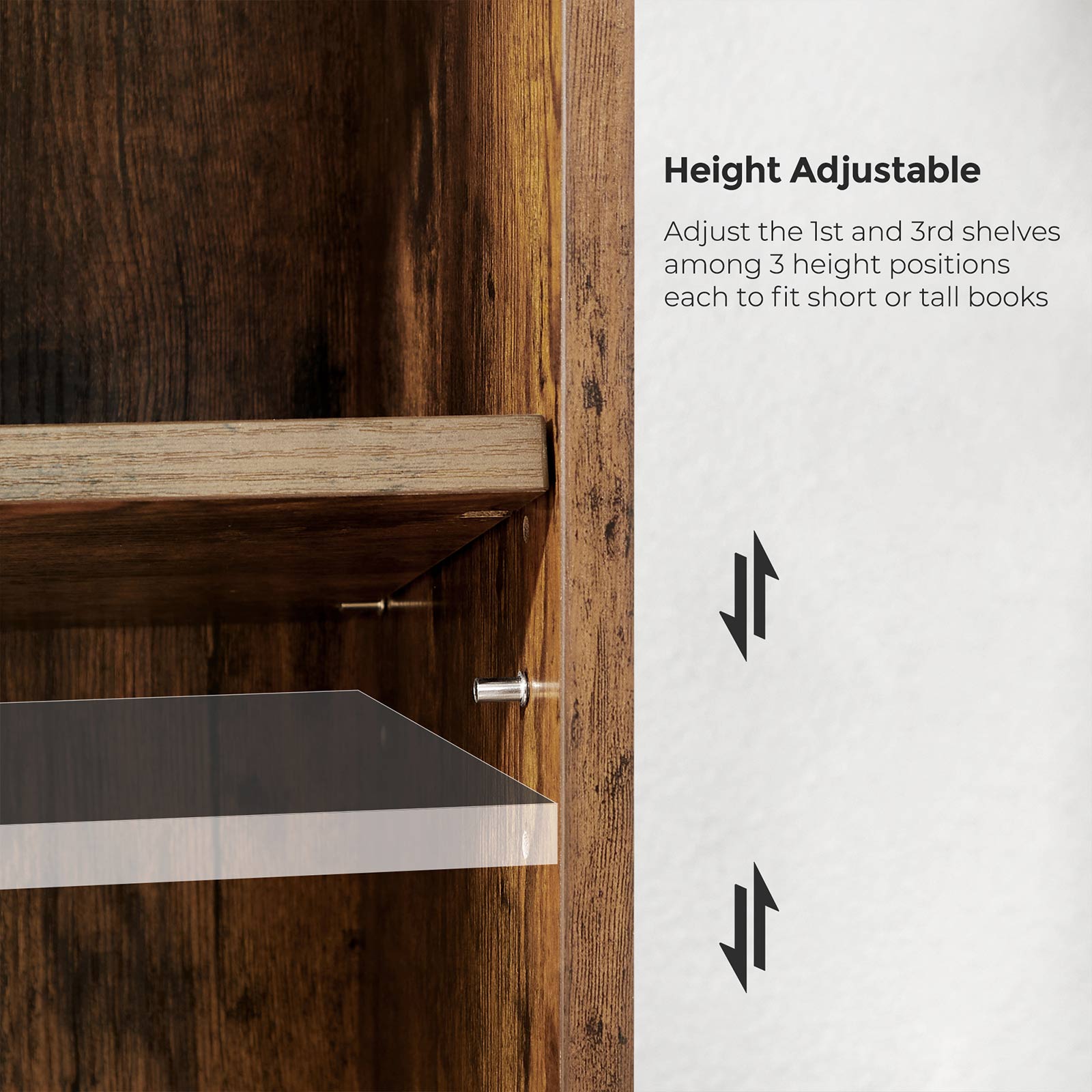 6-Tier Bookcase, Storage Shelving Unit - Rustic Brown
