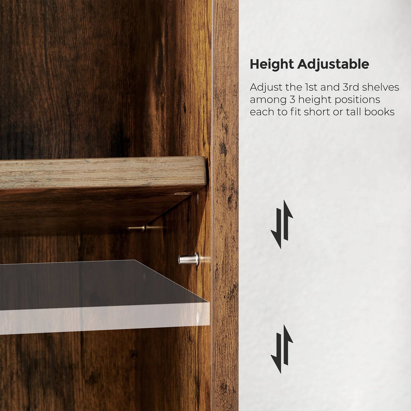 6-Tier Bookcase, Storage Shelving Unit - Rustic Brown