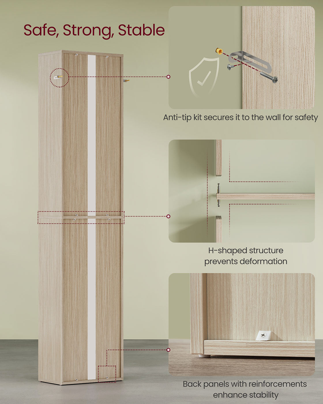 6-Tier Bookcase - Wood - Natural Beige - Adjustable Shelves for Children's Books and Storage