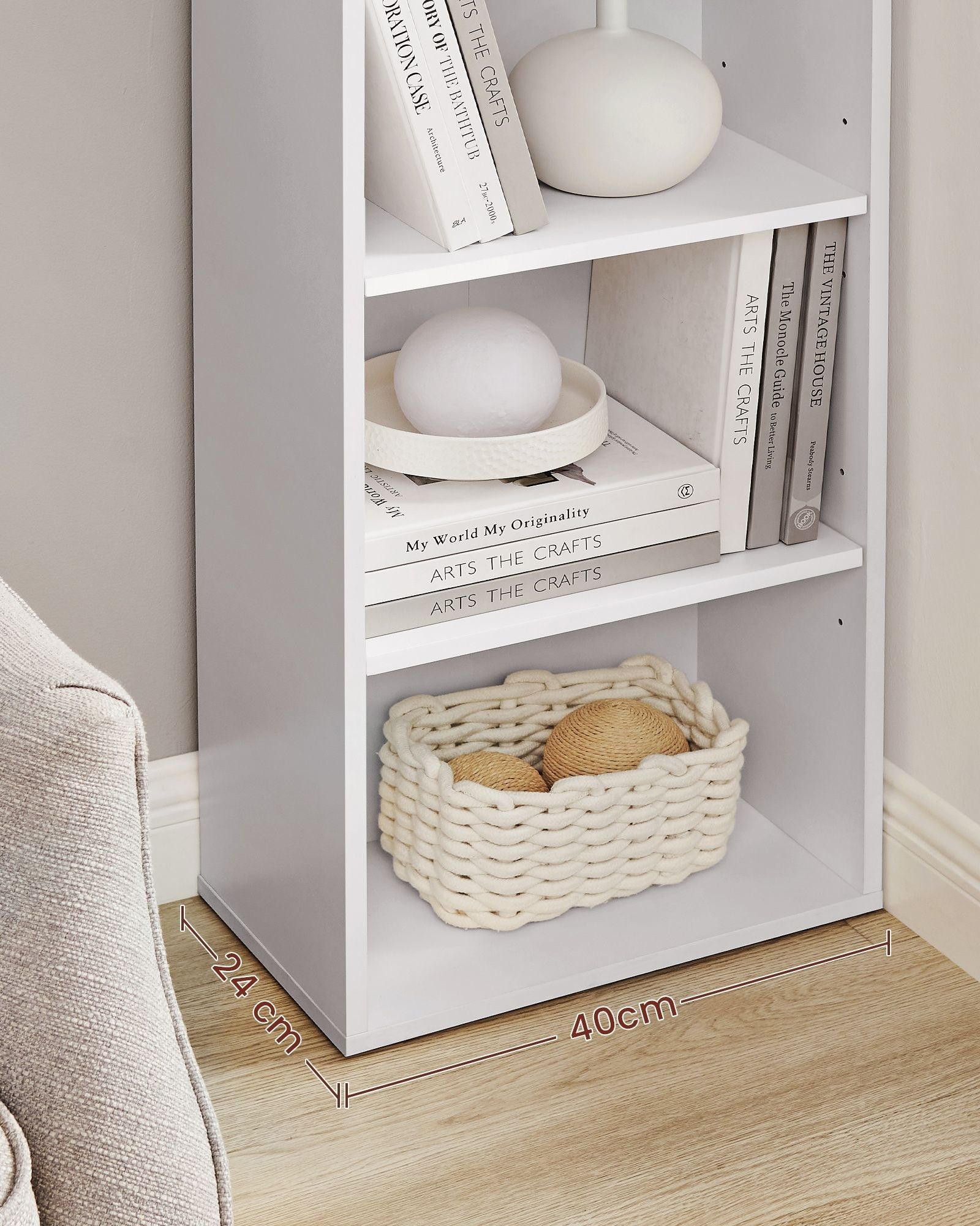Bookcase - 6 Shelves, Adjustable - MDF - Cloud White