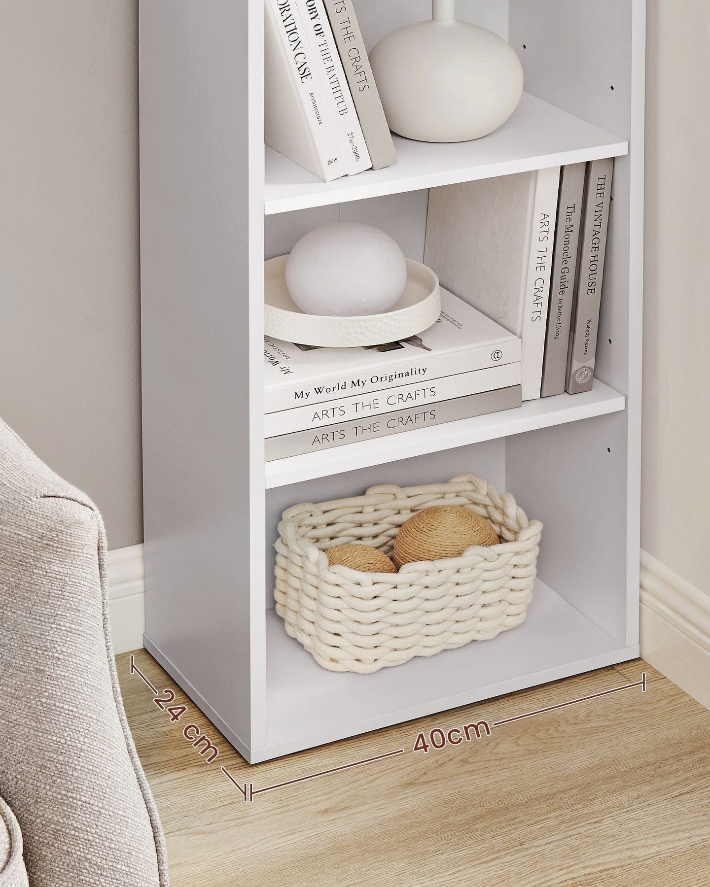 Bookcase - 6 Shelves, Adjustable - MDF - Cloud White