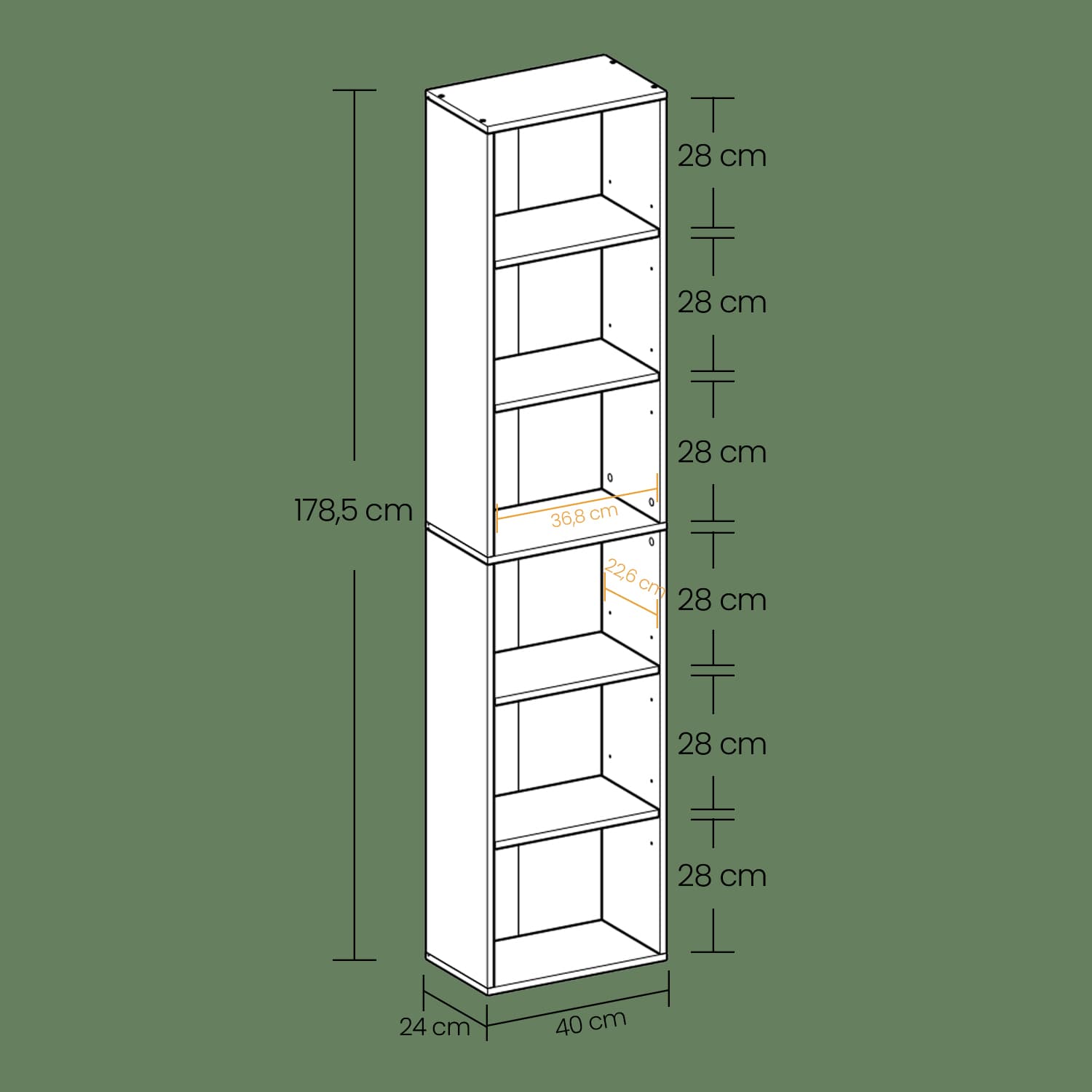 Bookshelf - Wood - Natural Finish - 6 Adjustable Shelves for Home Office and Children's Storage