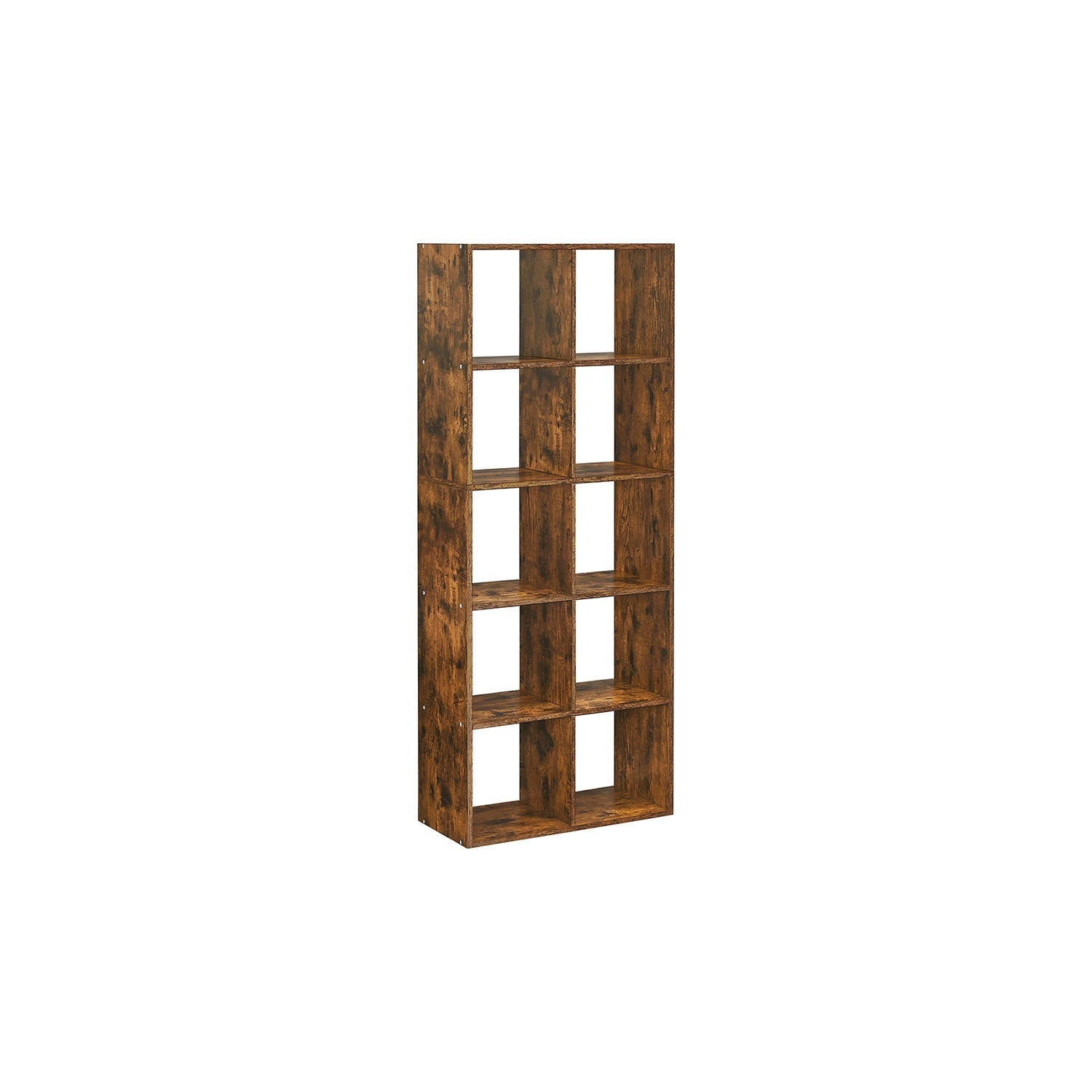 10-Cube Bookcase - Wood - Rustic Brown - Multi-Functional Storage Unit