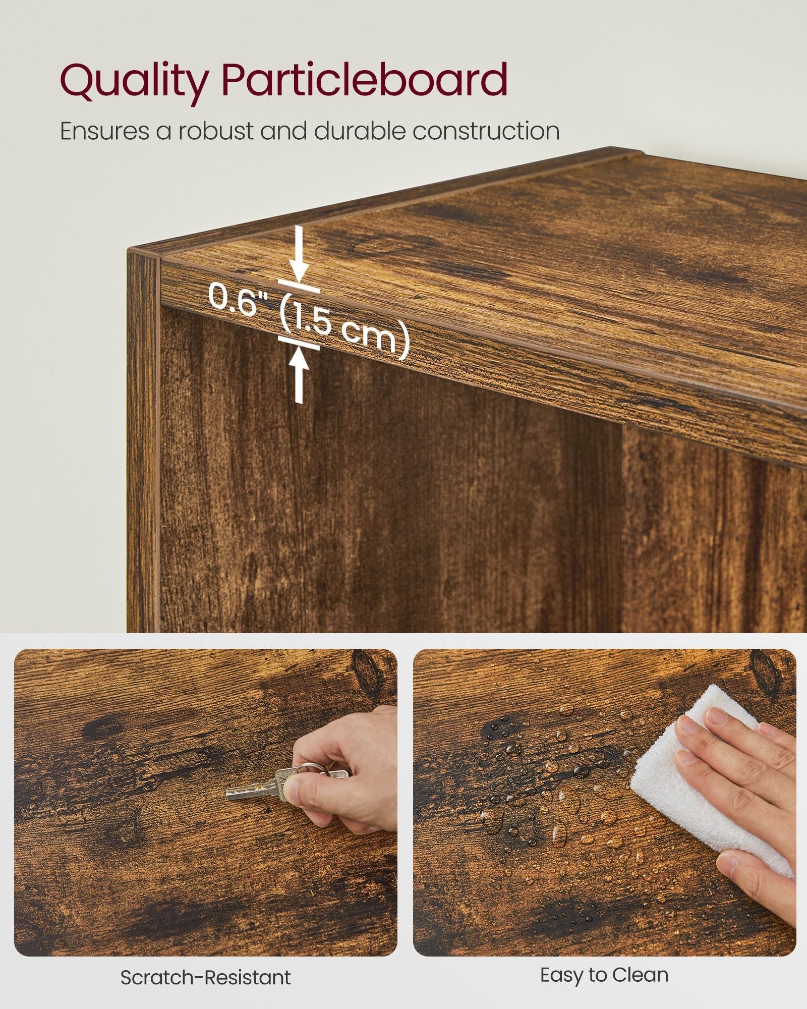 10-Cube Bookcase - Wood - Rustic Brown - Multi-Functional Storage Unit