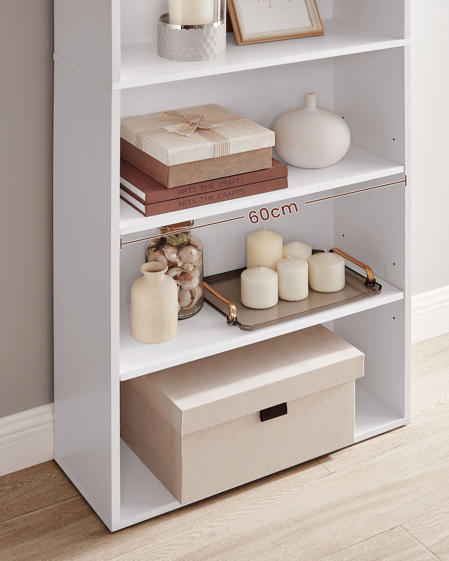 Bookcase - 6 Adjustable Shelves - Wood - Cloud White