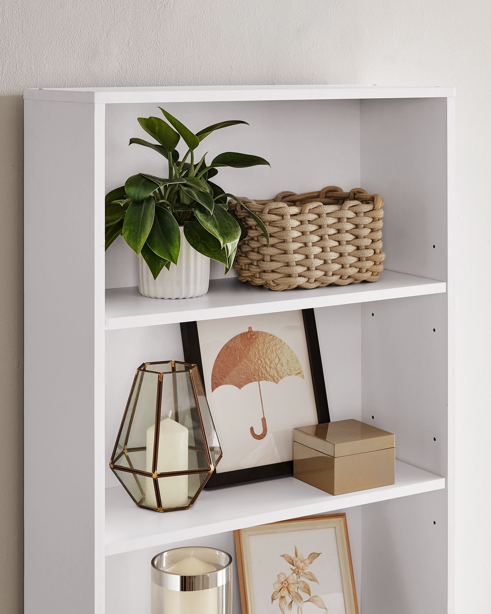 Bookcase - 6 Adjustable Shelves - Wood - Cloud White