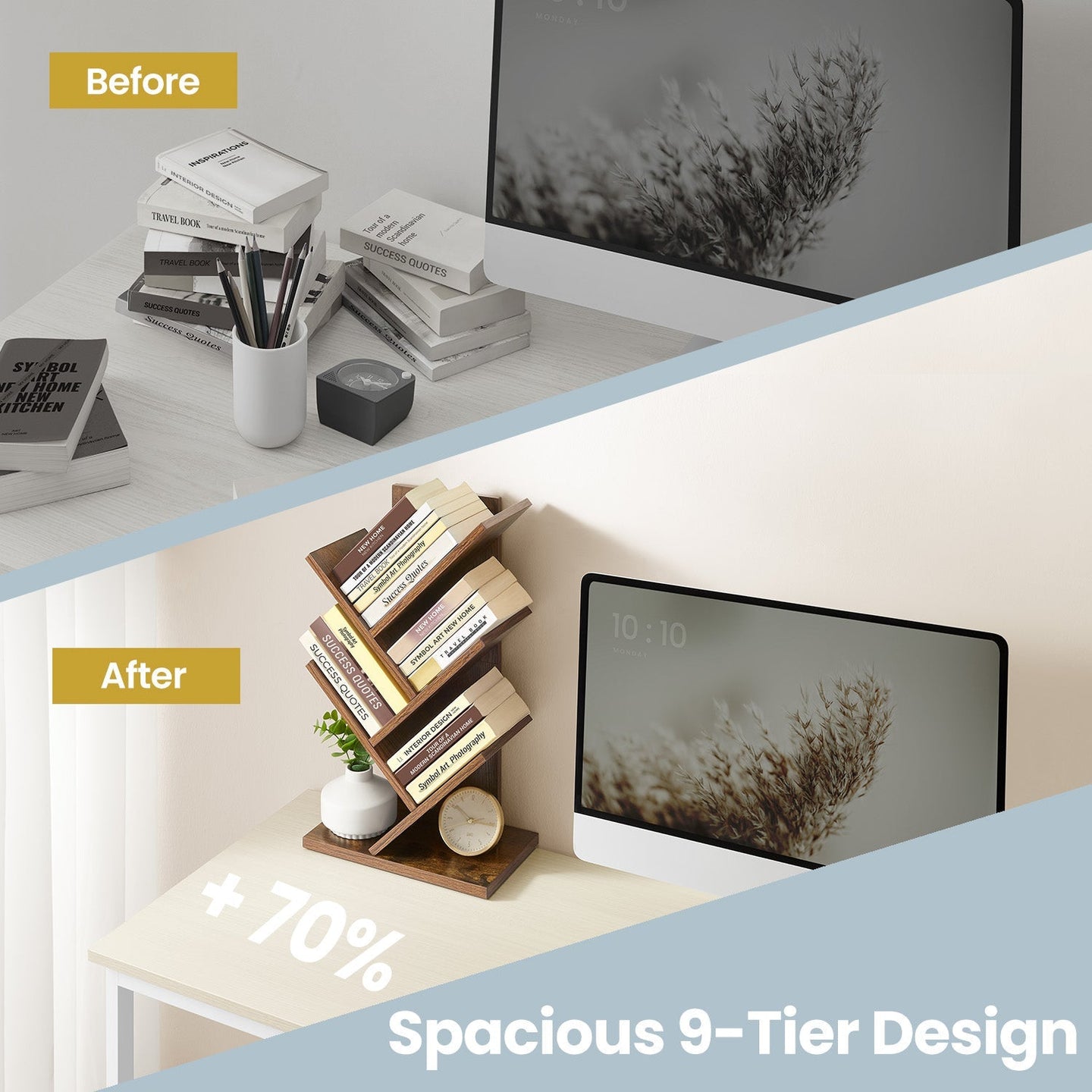 5-Tier Bookshelf - Wood - Cloud White - Space-Saving Corner Design