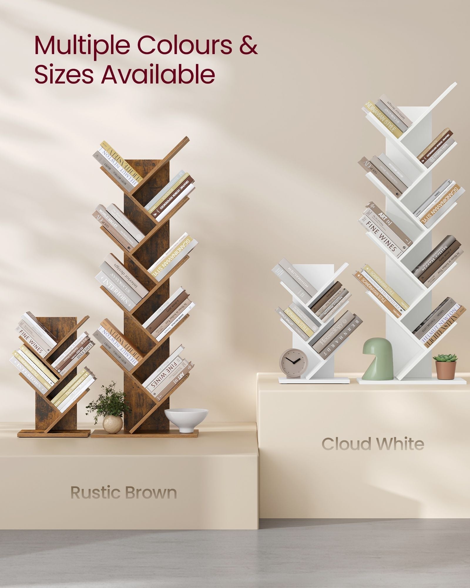 5-Tier Tree Bookshelf - Rustic Brown - Wooden