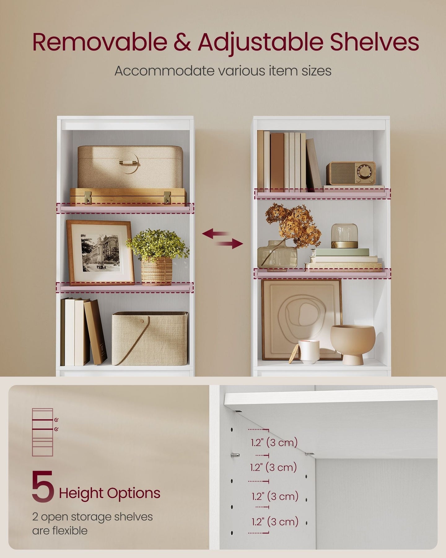 Bookshelf - Engineered Wood - Snow White - 3 Adjustable Shelves