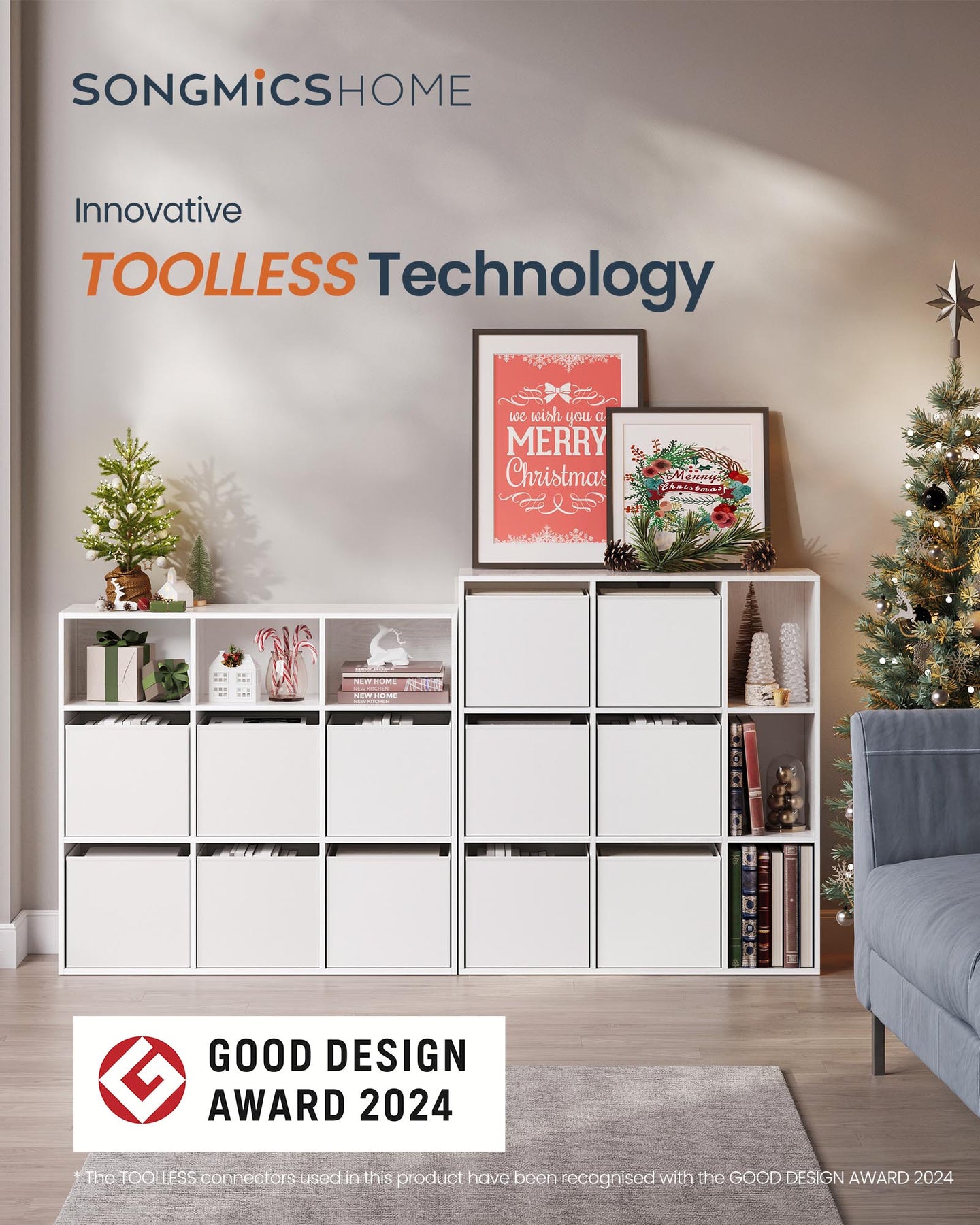 Bookshelf - 6 Fabric Drawers - Engineered Wood - Snow White - Toolless Assembly