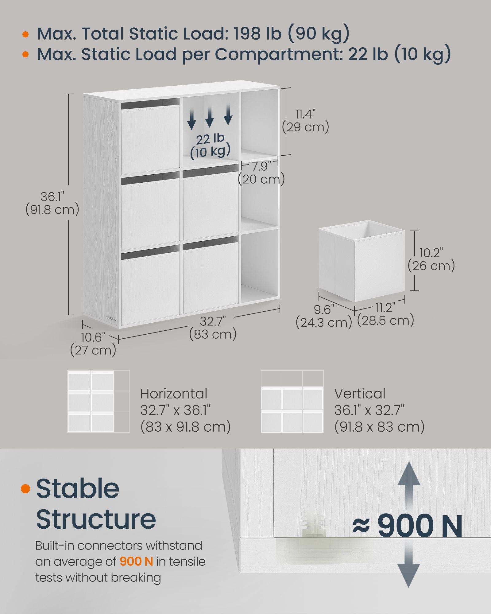 Bookshelf - 6 Fabric Drawers - Engineered Wood - Snow White - Toolless Assembly