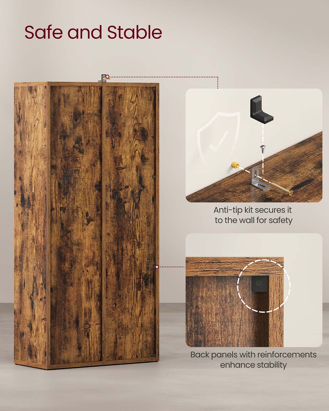 Bookshelf - Rustic Brown - Wooden