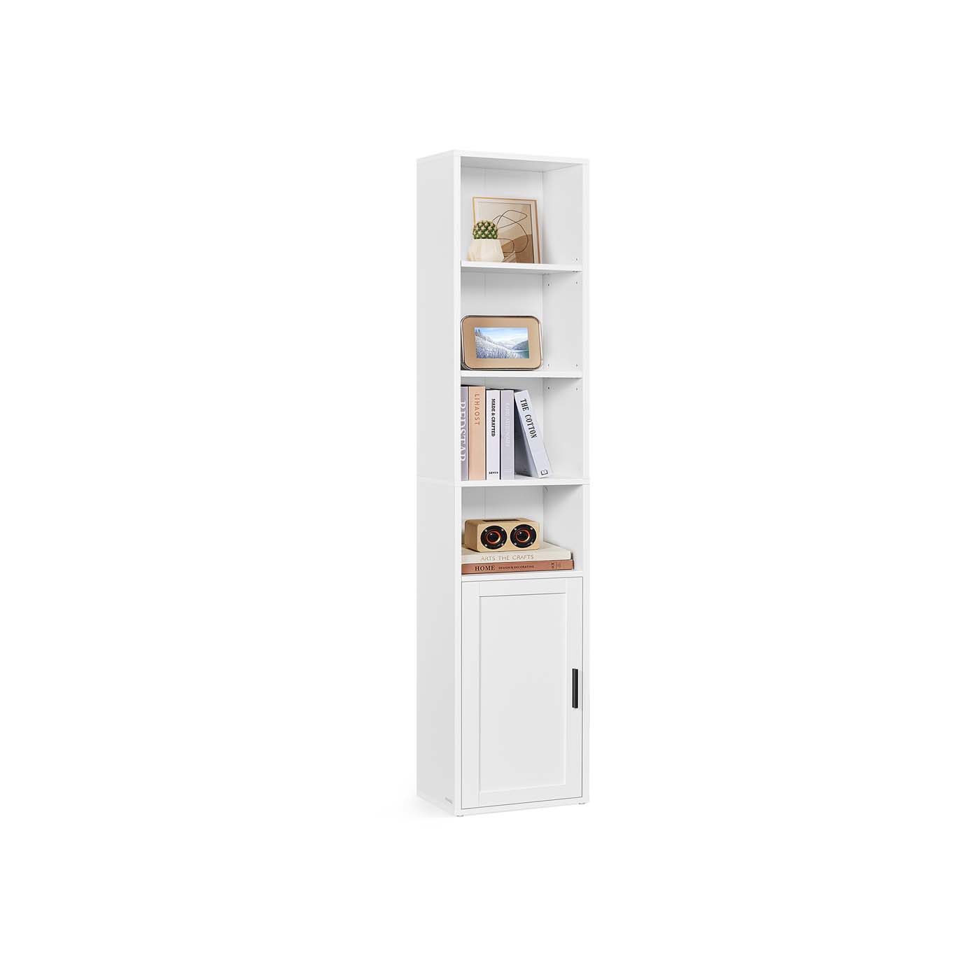 Tall Bookcase - 6-Tier with Door - Rustic Brown - Wooden