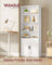 Tall Wooden Bookcase - 6-Tier with Door - Wood - Cloud White