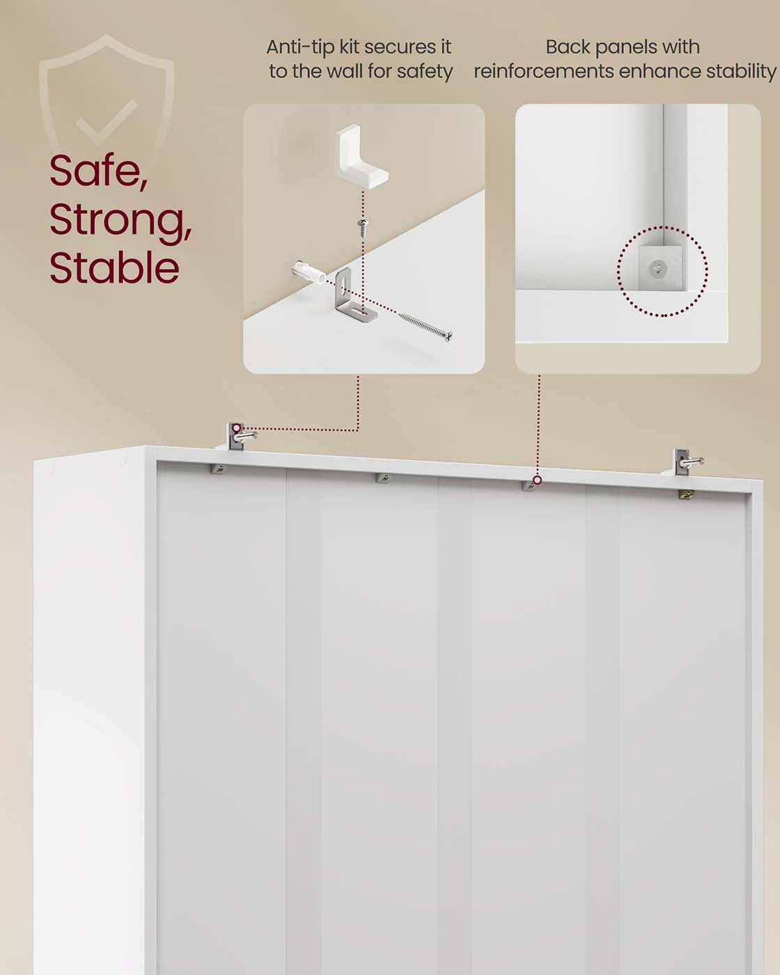 5-Tier Bookshelf - Wood - Cloud White - Open Storage Design