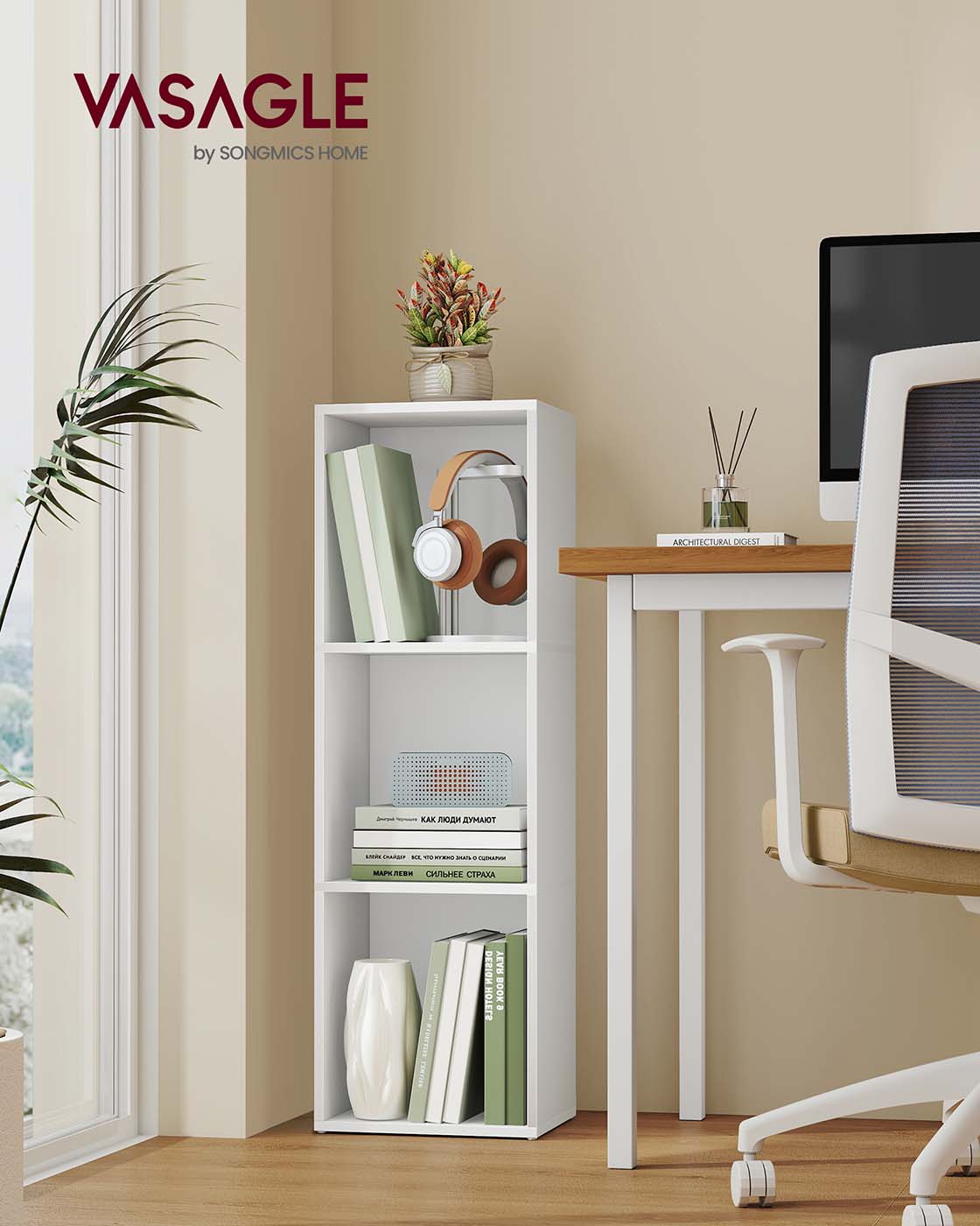 3-Tier Bookshelf - Wood - Rustic Brown - Open Compartments
