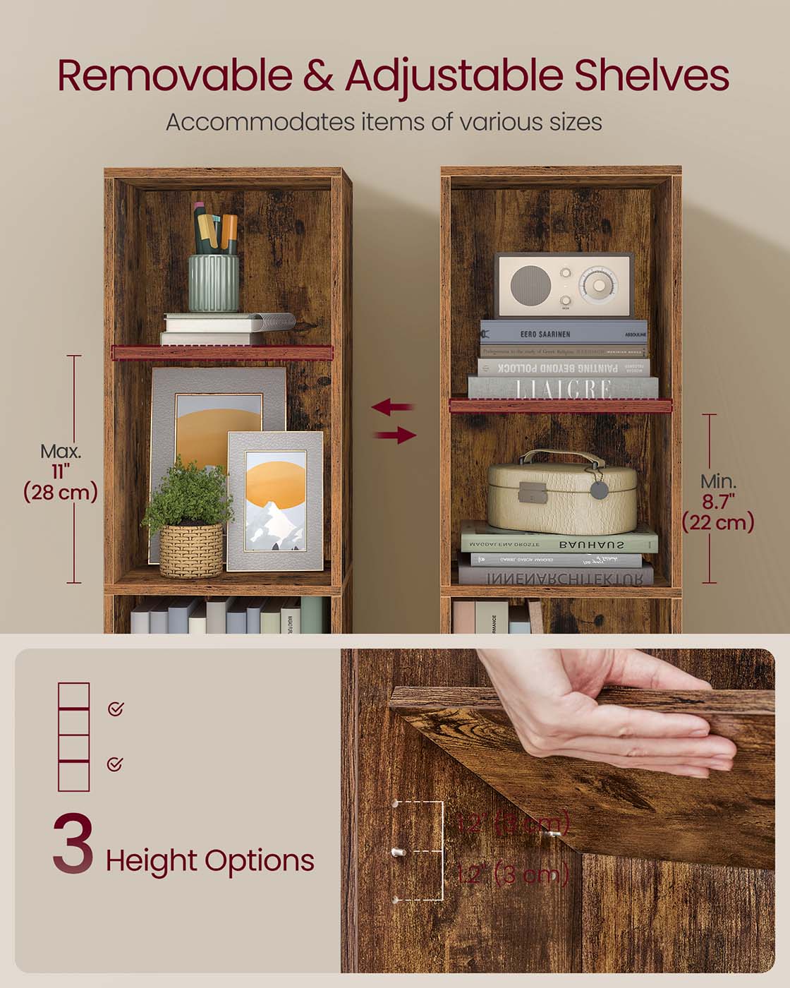 4-Tier Cube Bookshelf - Engineered Wood - Rustic Brown - Open Shelves for Versatile Display and Storage
