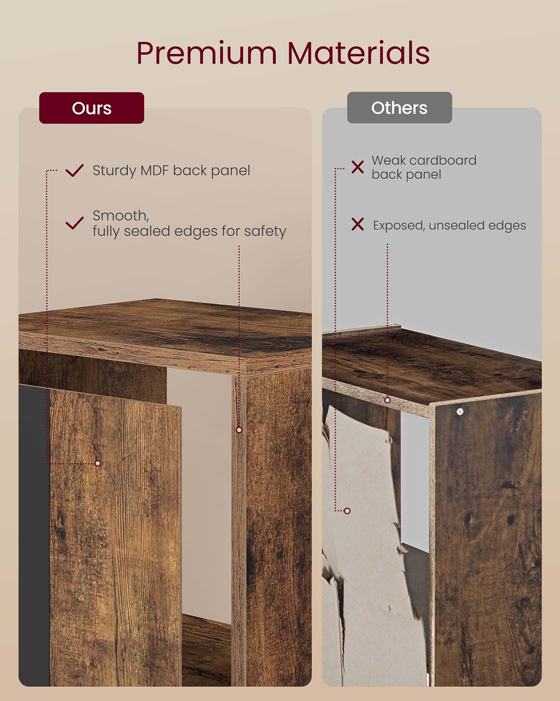 4-Tier Cube Bookshelf - Engineered Wood - Rustic Brown - Open Shelves for Versatile Display and Storage