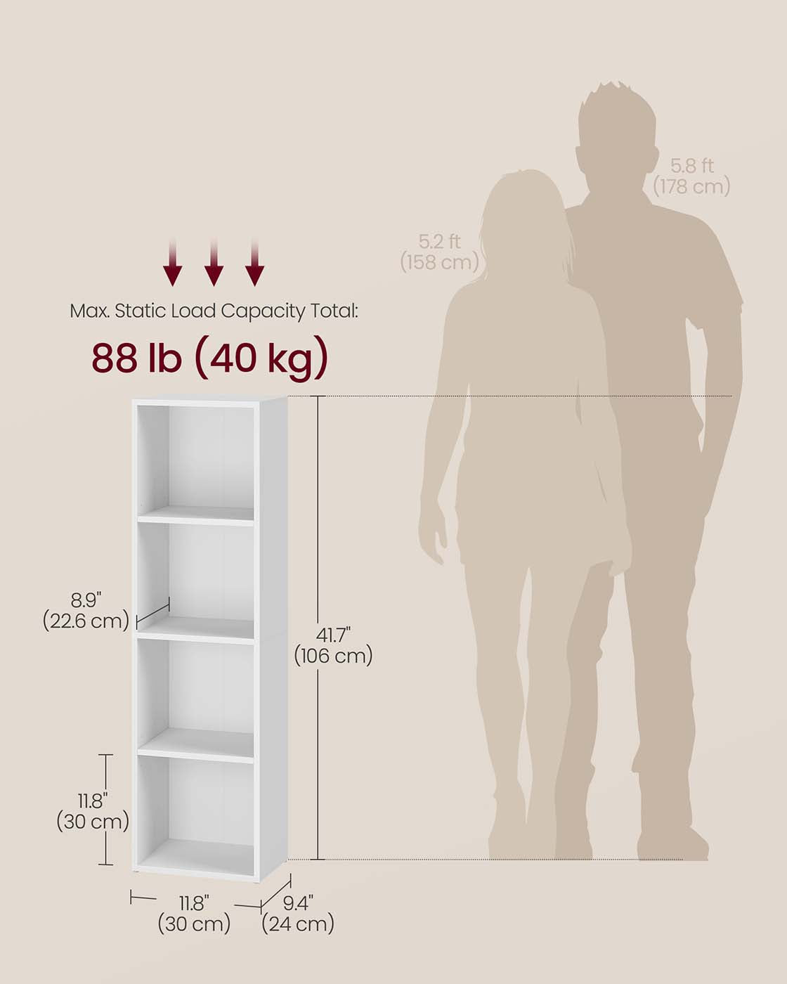 4-Tier Cube Bookshelf - Engineered Wood - Rustic Brown - Open Shelves for Versatile Display and Storage