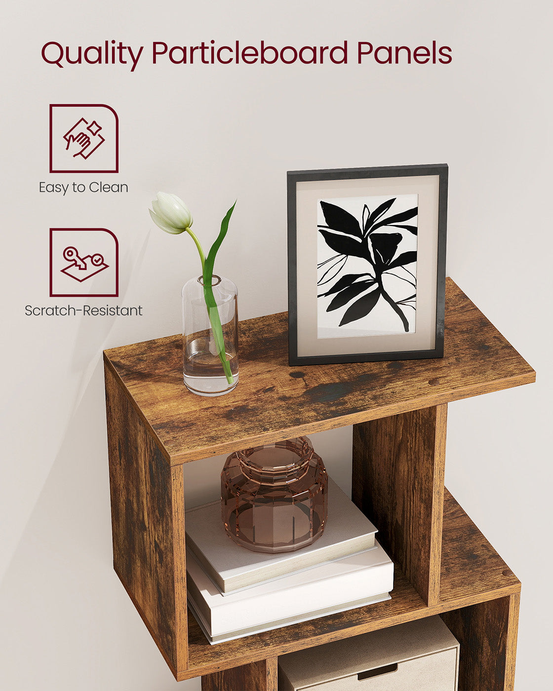 Bookshelf - Engineered Wood - Rustic Brown - 6-Tier Room Divider with Cube Shelves