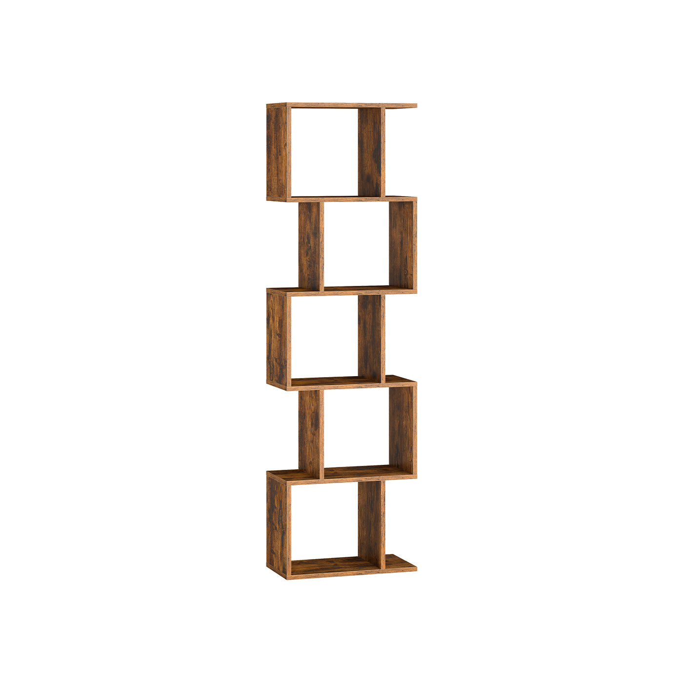 Bookshelf - Engineered Wood - Rustic Brown - 6-Tier Room Divider with Cube Shelves