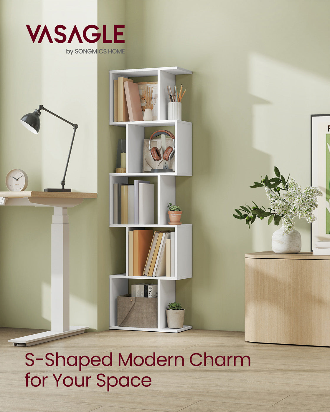 Bookshelf - Engineered Wood - Rustic Brown - 6-Tier Room Divider with Cube Shelves