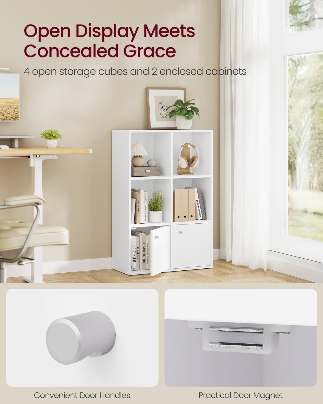 3-Tier Bookcase - 90L - Particleboard - 2 Cabinets