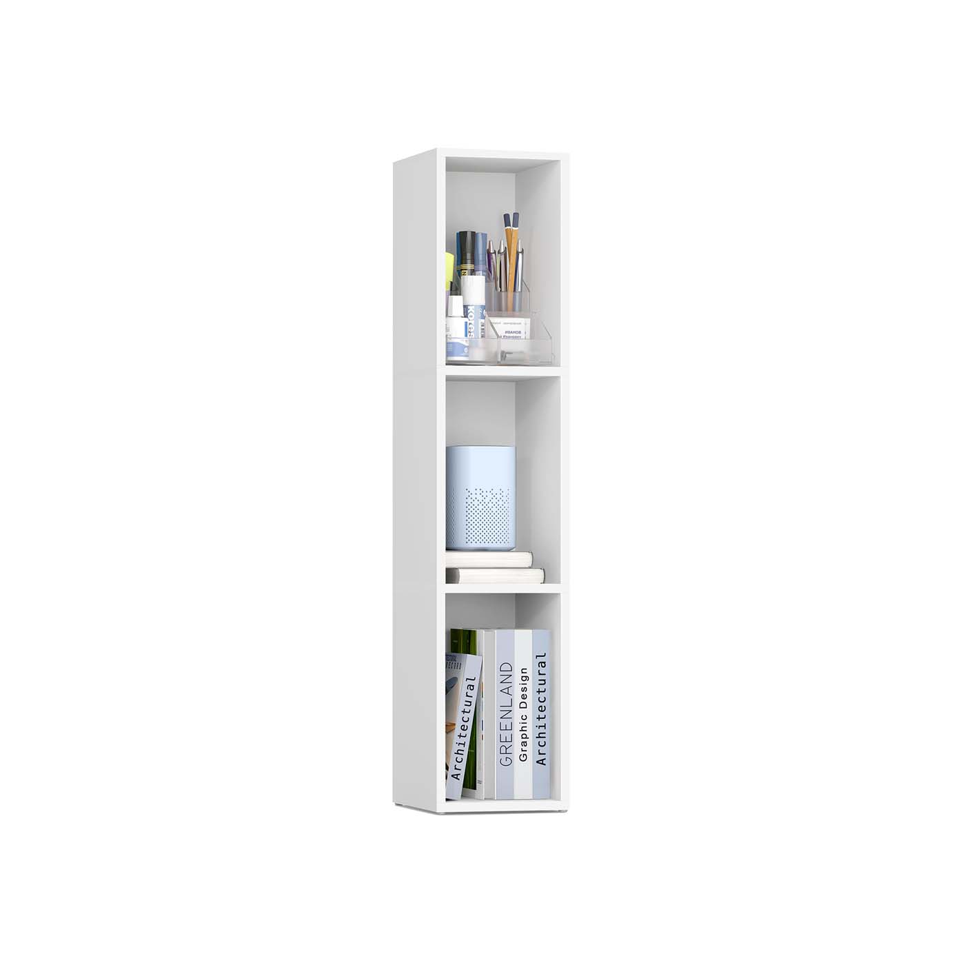 3-Tier Bookshelf - Wood - Rustic Brown - Open Compartments