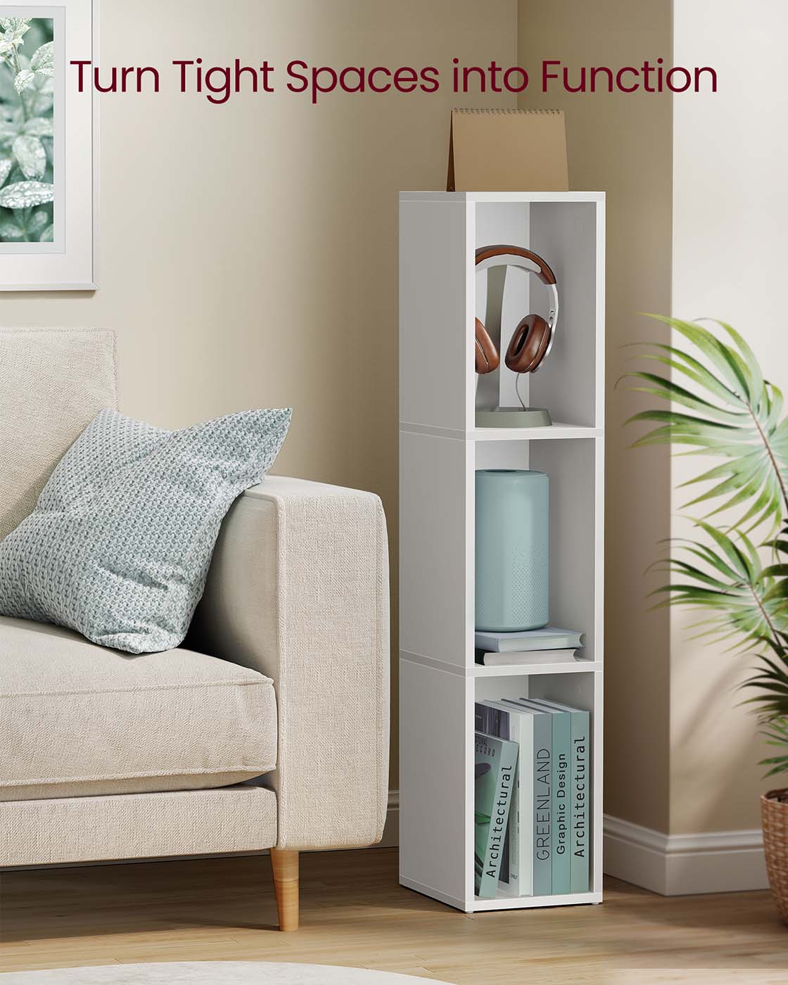 3-Tier Bookshelf - Wood - Rustic Brown - Open Compartments
