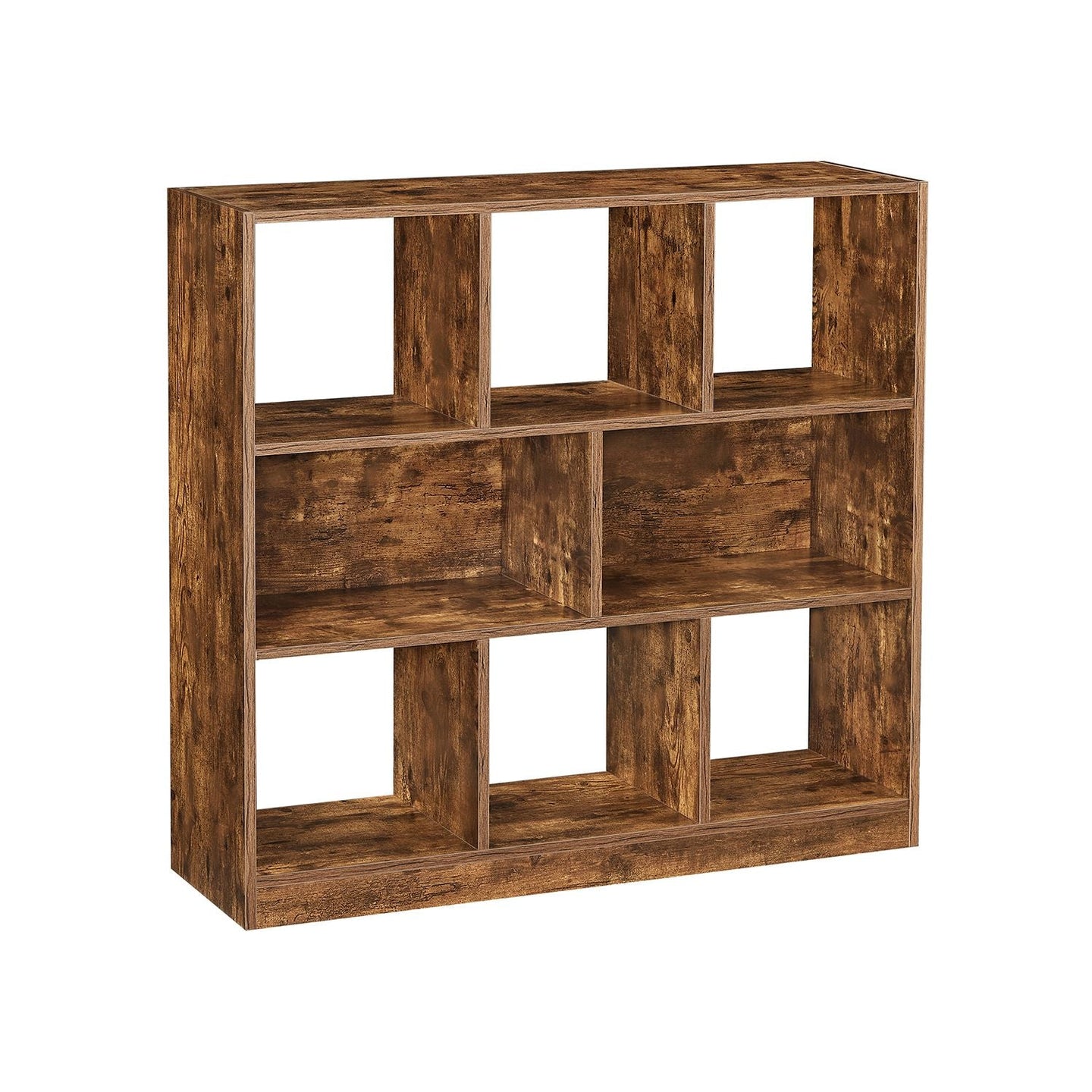 8-Compartment Bookshelf - Wood - Oak - Free Standing Storage and Display Unit