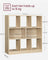 Wooden Display Bookcase - Oak - Free Standing Storage Unit with Open Cubes and Shelves