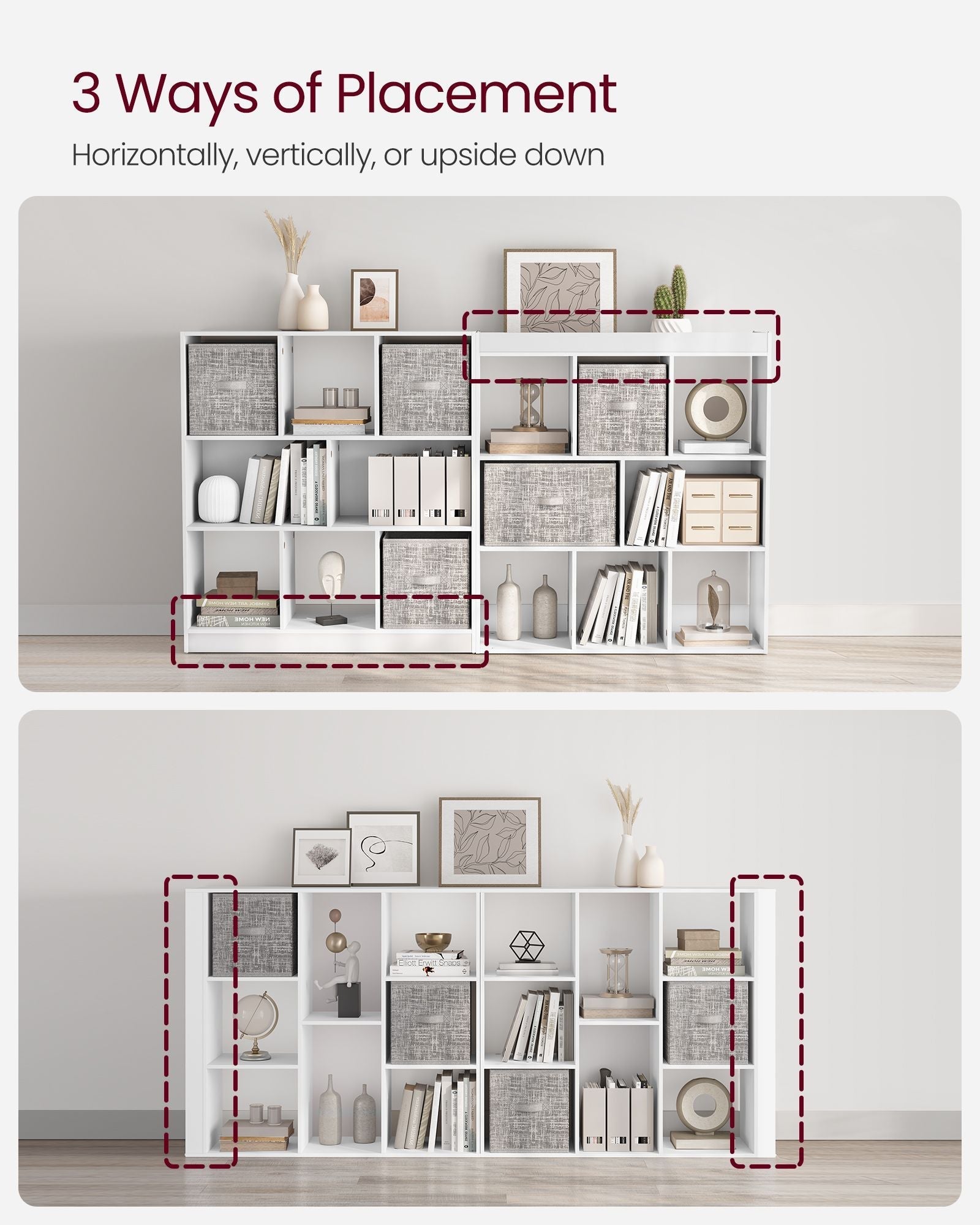 Free Standing Bookcase - Wood - Oak - Open Cubes and Shelves
