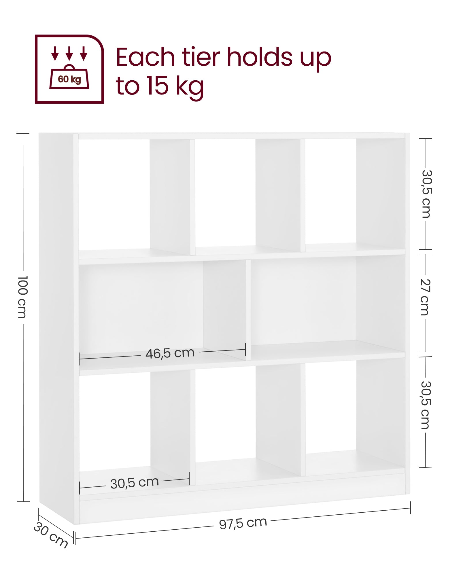 Free Standing Bookcase - Wood - Oak - Open Cubes and Shelves
