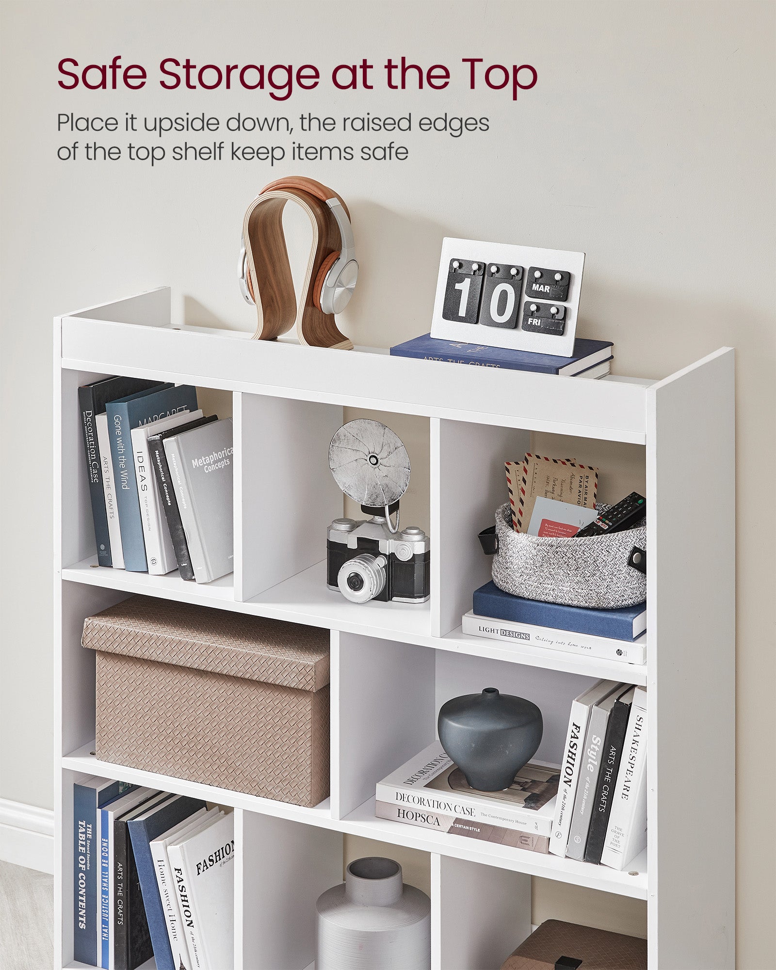 Free Standing Bookcase - Wood - Oak - Open Cubes and Shelves