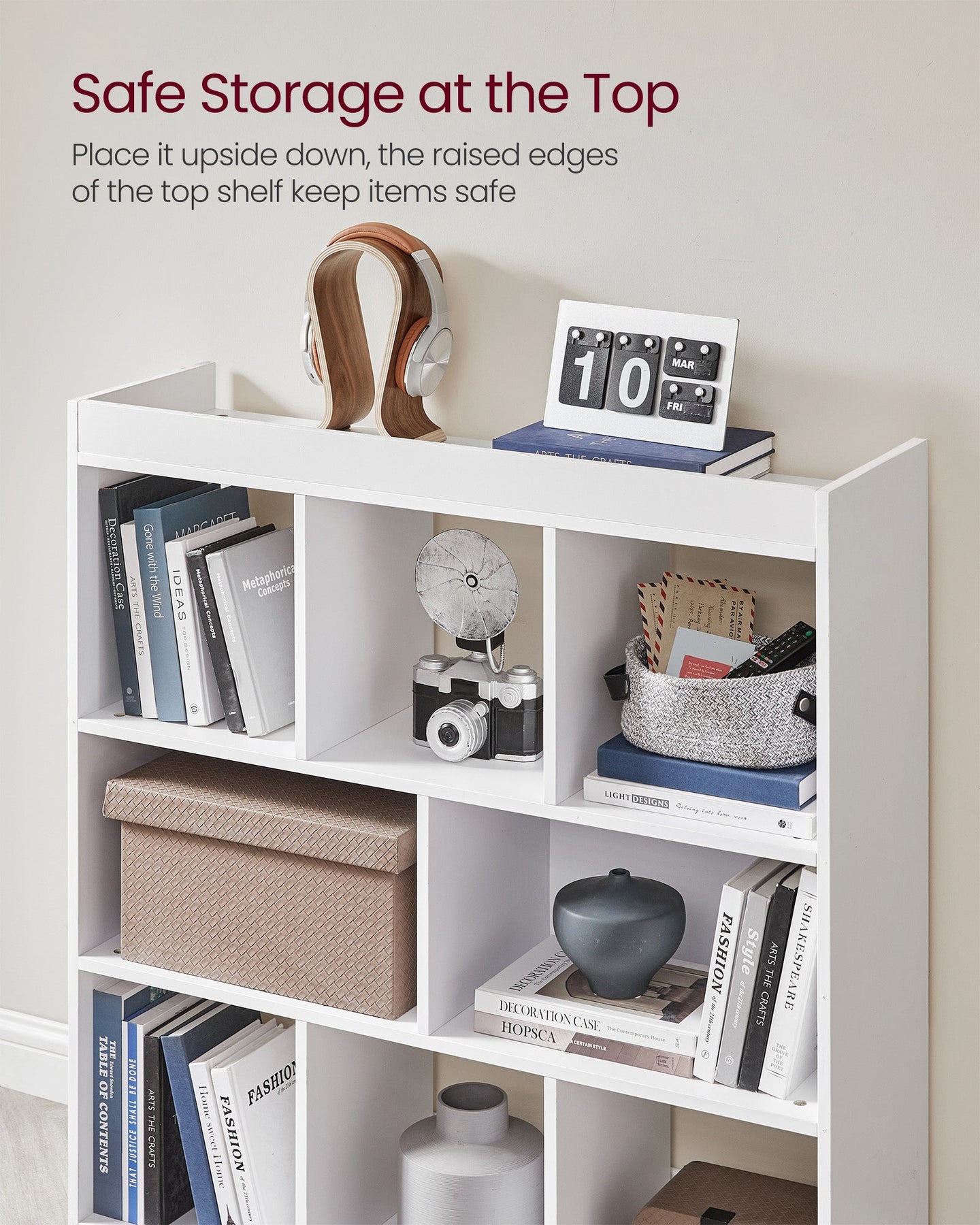 Free Standing Bookcase - Wood - Oak - Open Cubes and Shelves