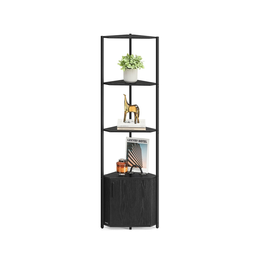 Corner Shelf - 5-Tier Storage Unit - Wood - Rustic Brown
