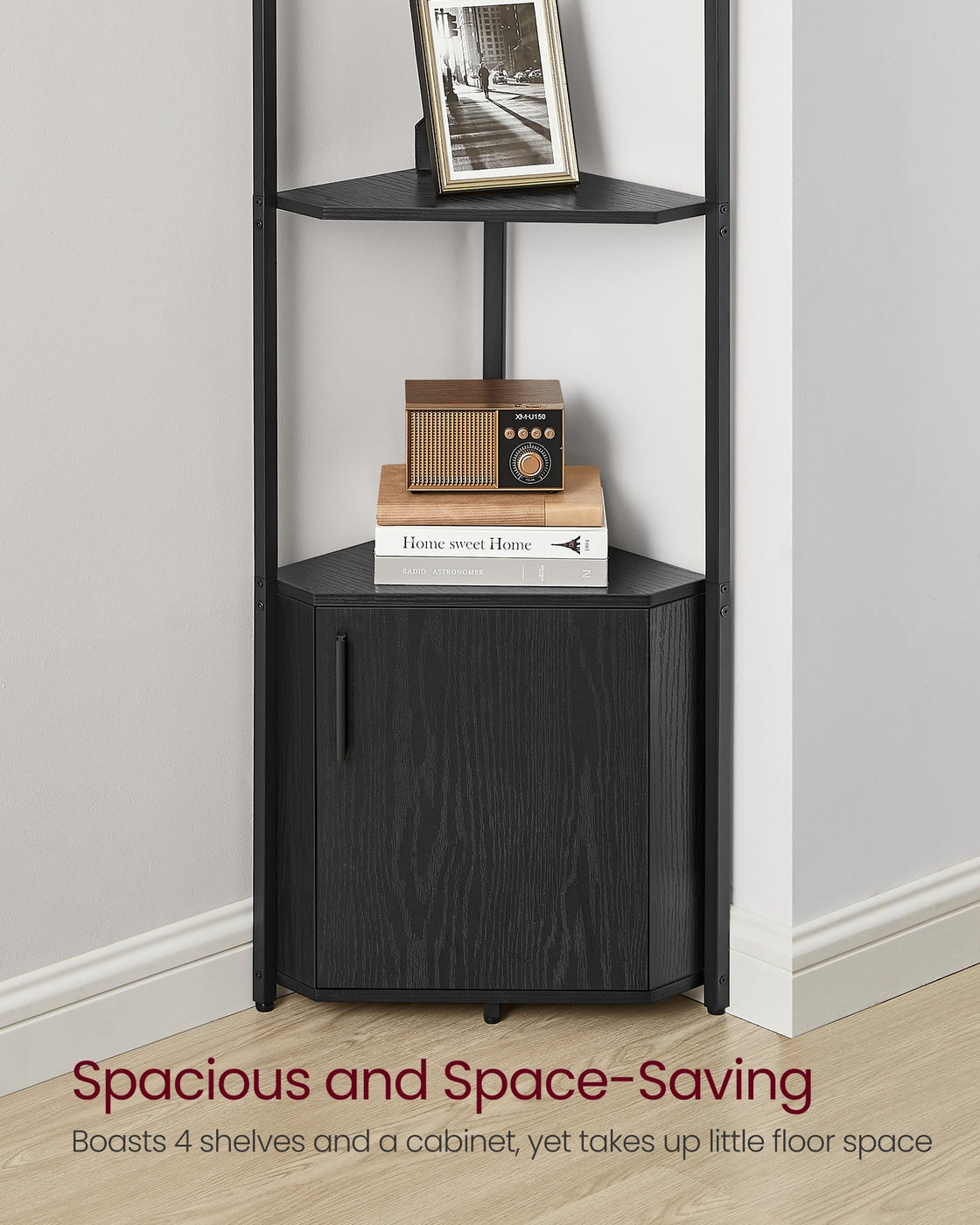 Corner Shelf - 5-Tier Storage Unit - Wood - Rustic Brown