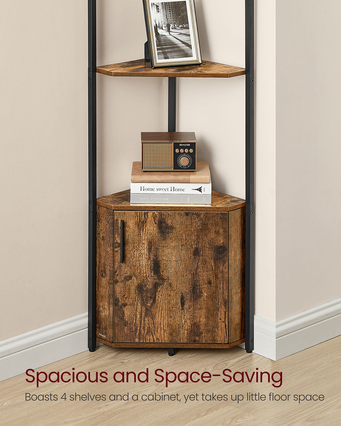 5-Tier Corner Shelf - Wood - Rustic Brown