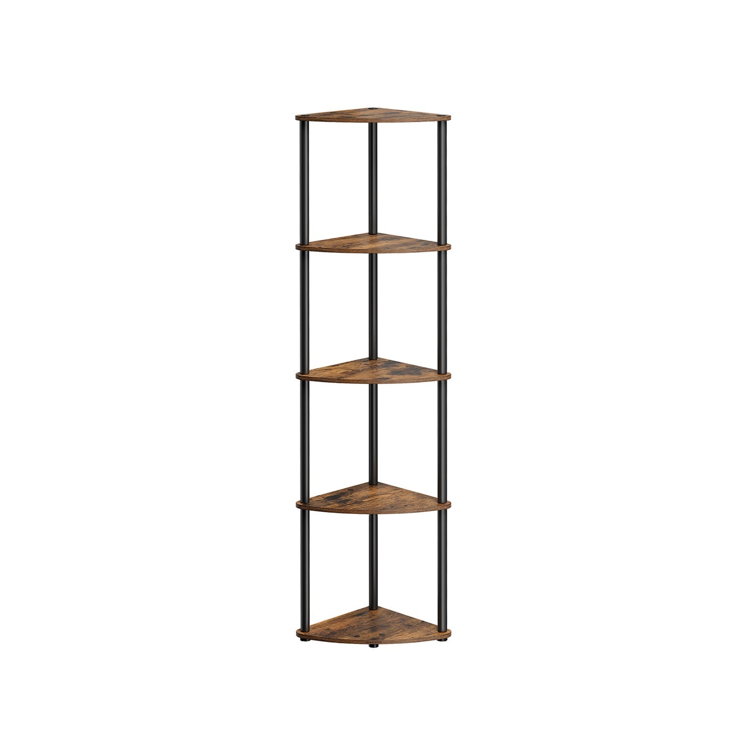 5-Tier Corner Shelf - Wood - Rustic Brown - Toolless Assembly