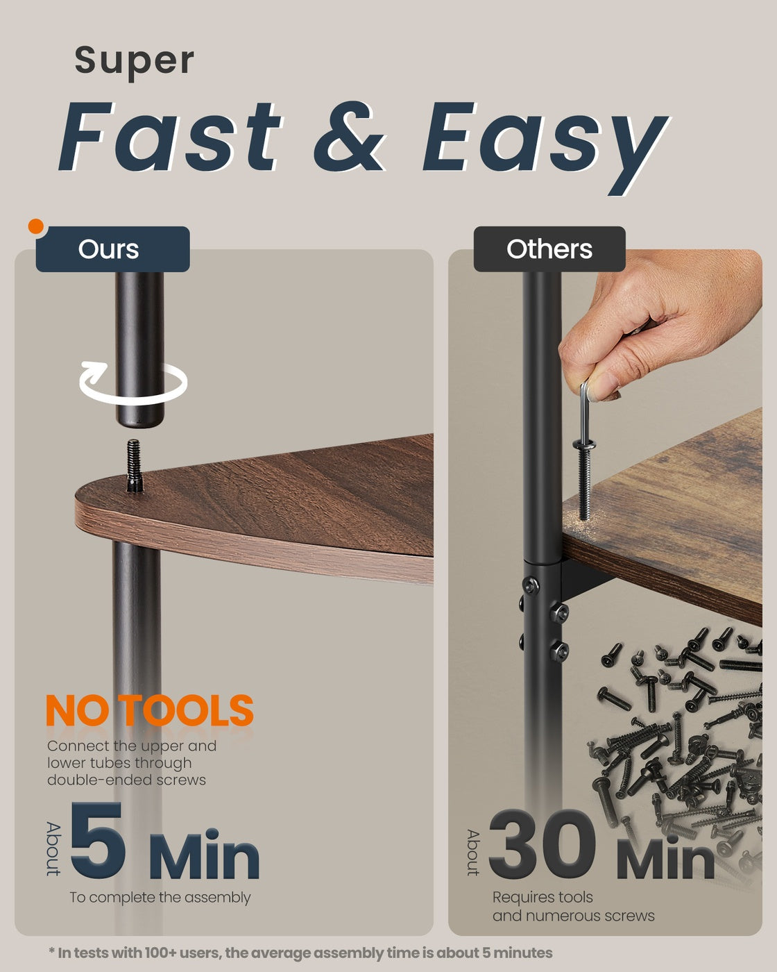 Corner Shelving Unit - Engineered Wood - Rustic Brown - 5-Tier Design with Toolless Assembly