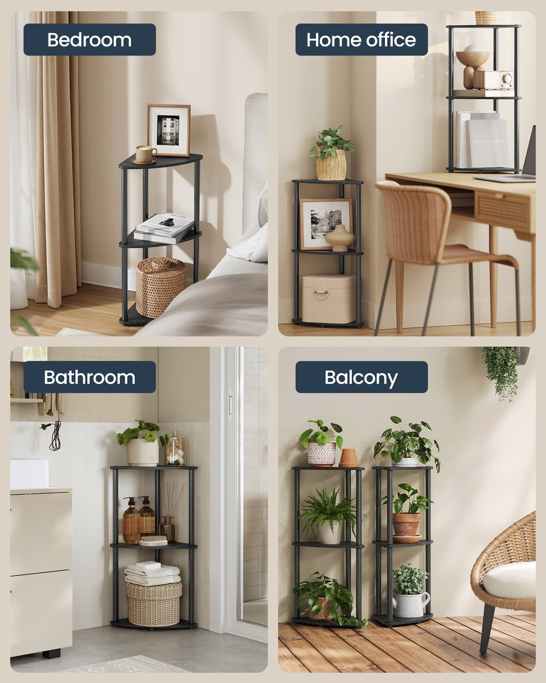 Corner Shelving Unit - Engineered Wood - Rustic Brown - 5-Tier Design with Toolless Assembly