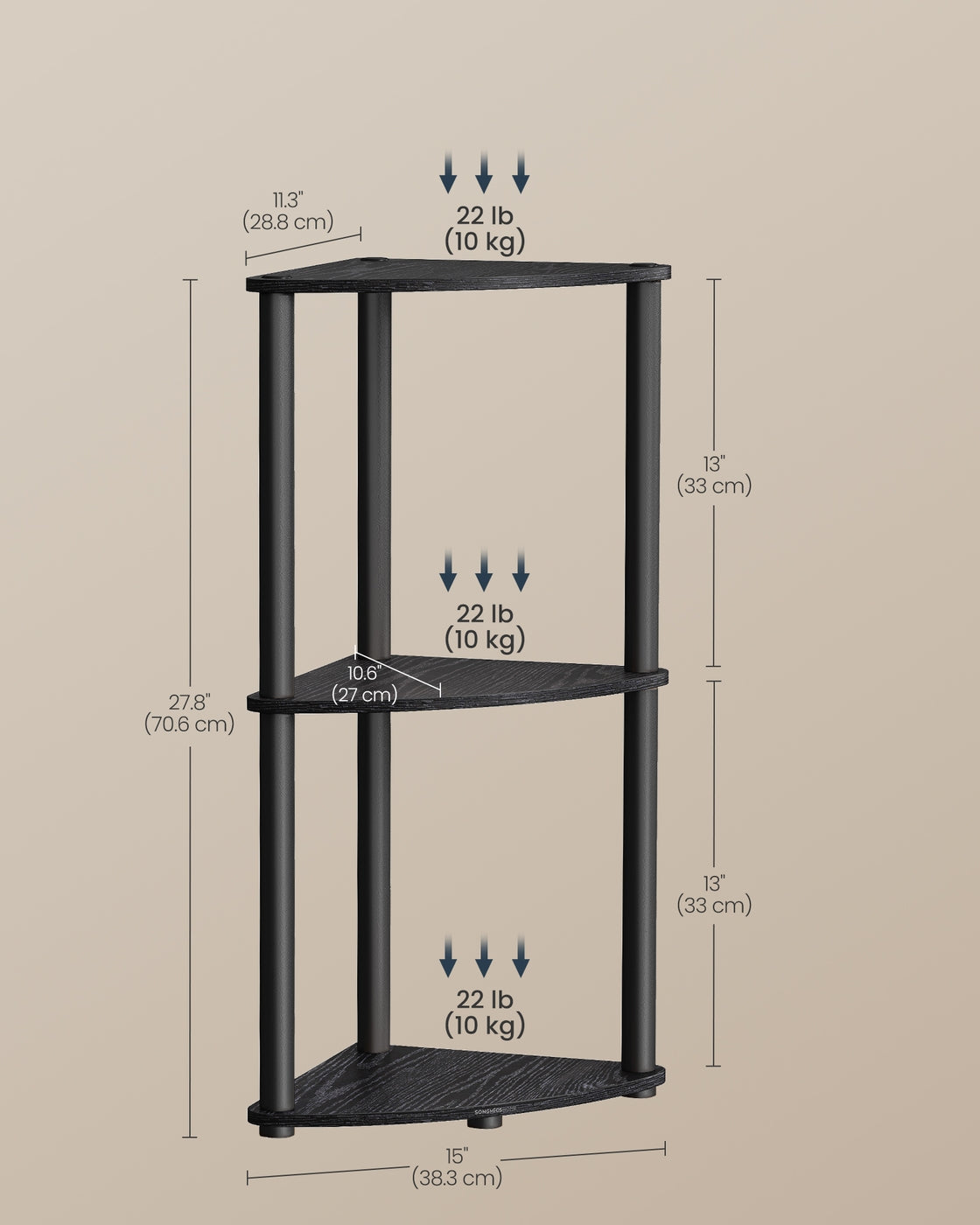 Corner Shelving Unit - Engineered Wood - Rustic Brown - 5-Tier Design with Toolless Assembly