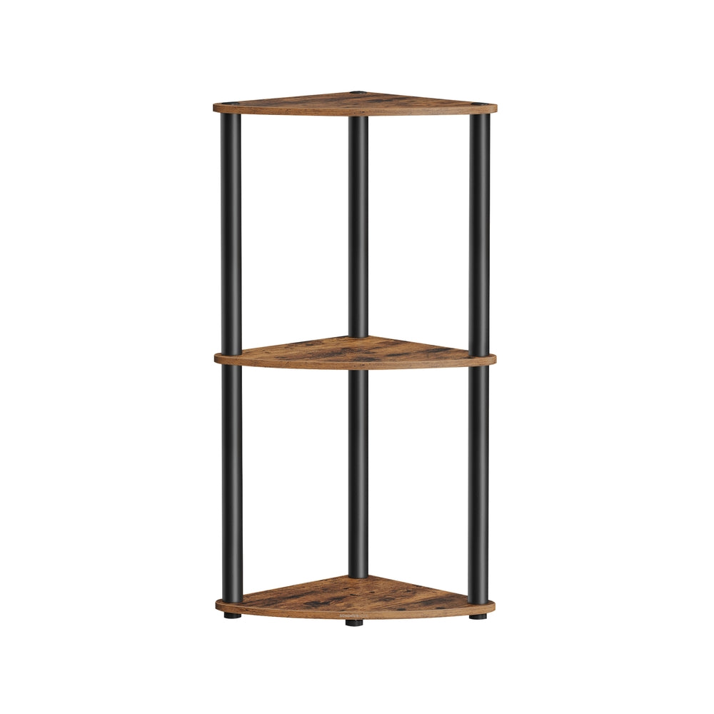 Corner Shelving Unit - Engineered Wood - Rustic Brown - 5-Tier Design with Toolless Assembly