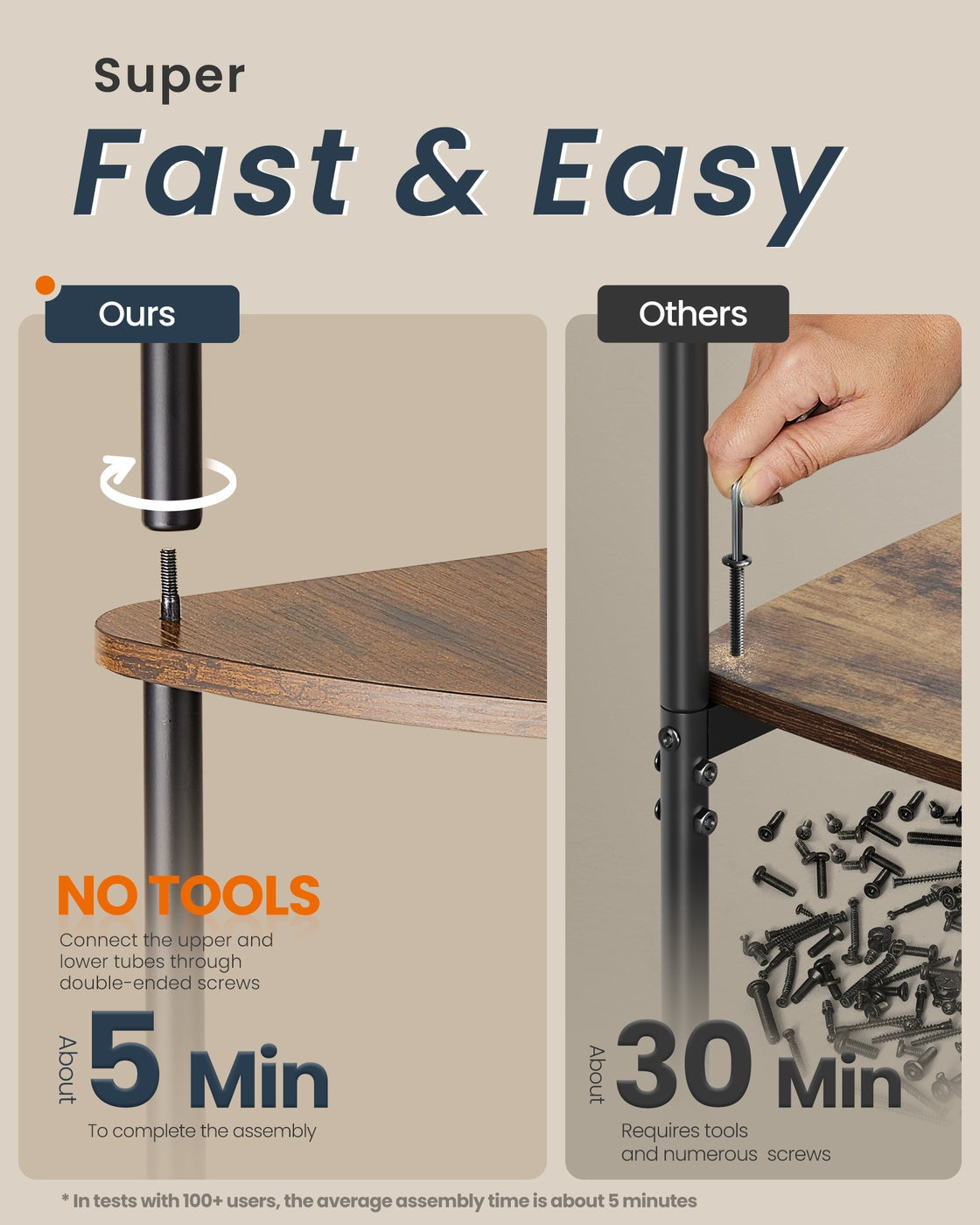 Corner Shelving Unit - Engineered Wood - Rustic Brown - 5-Tier Design with Toolless Assembly