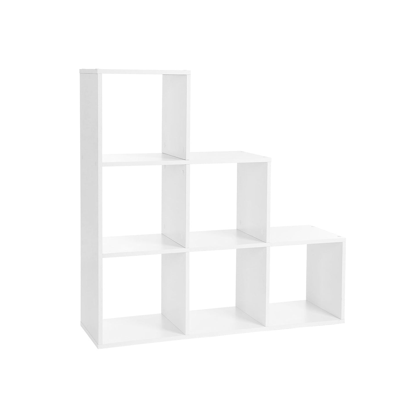 Staircase Shelf - Wood - White - 6-Cube Storage and Display Unit