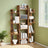 Tree-Shaped Bookcase - Engineered Wood - Rustic Brown - 13 Storage Shelves with Rounded Corners